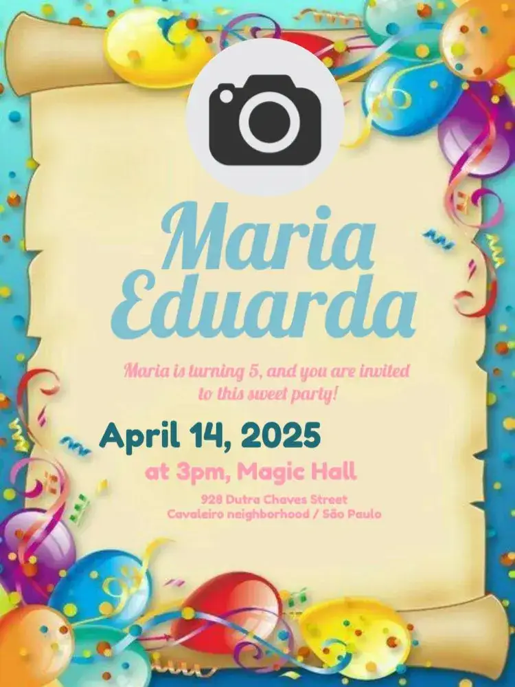 Invitation With Photo To Edit Celebration – Kids' Birthday Party theme colorful, fun, playful, modern, childlike, cheerful