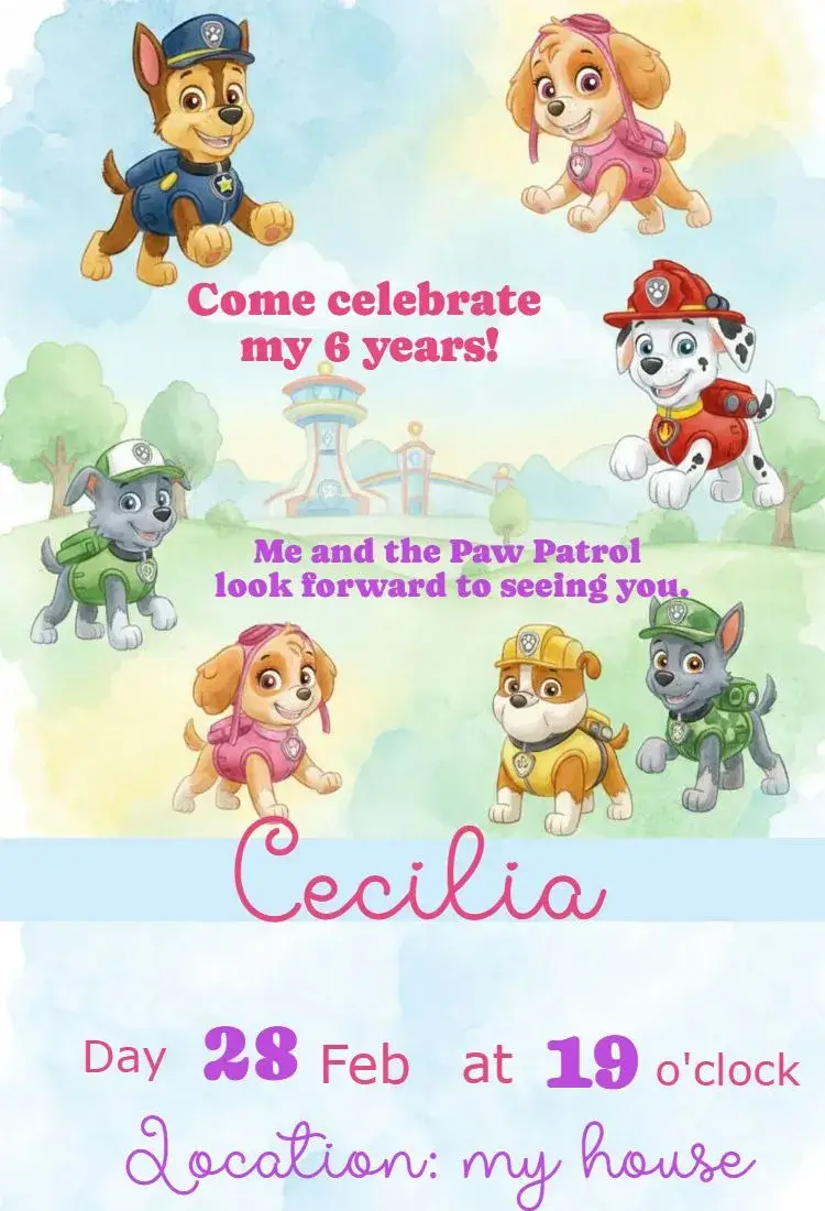 Paw Patrol Invitation