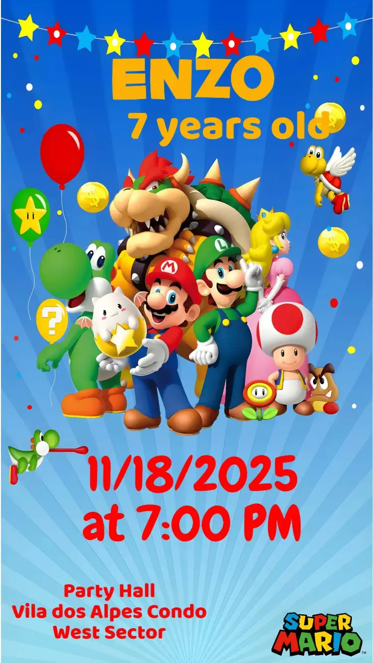 Super Mario Bros invitation