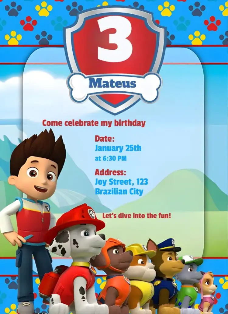 Paw Patrol invitation