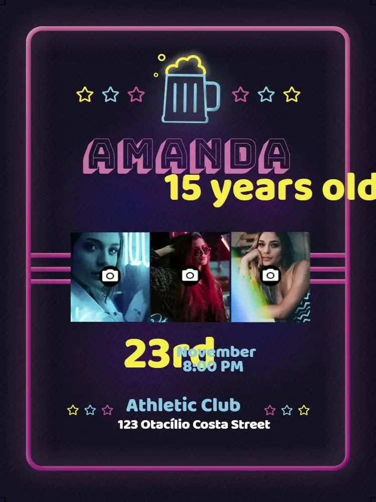 Neon With Mosaic Photos invitation