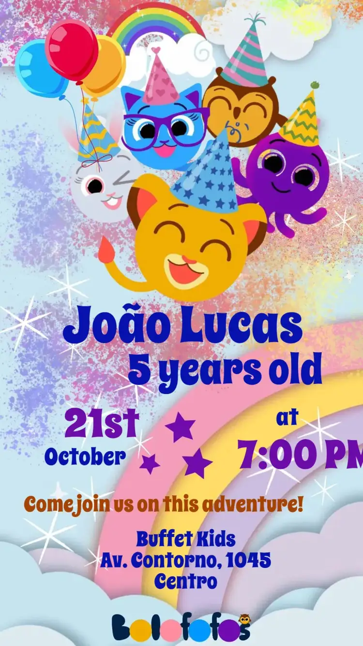 Invitation CuteCakes – Kids' Birthday Party theme colorful, fun, playful, themed, cheerful, childlike