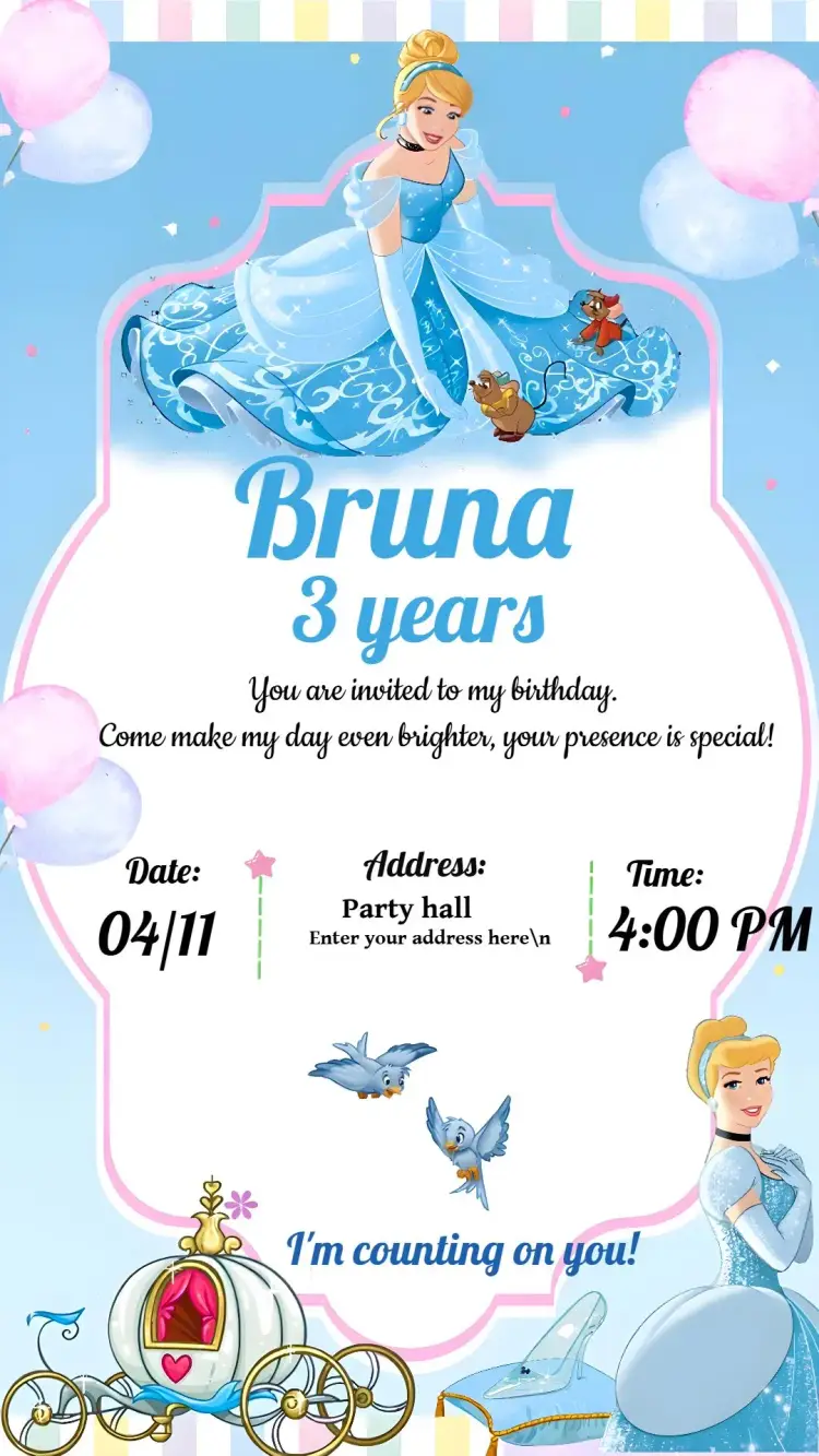 Blue Cinderella invitation