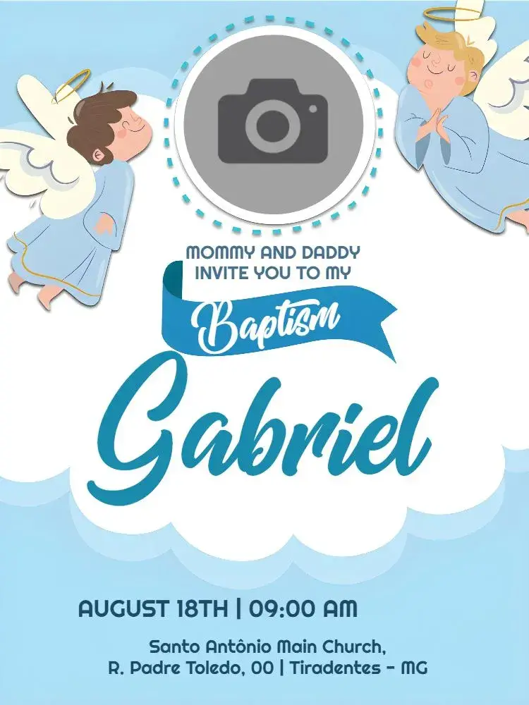 Baptism With Boy Photo invitation