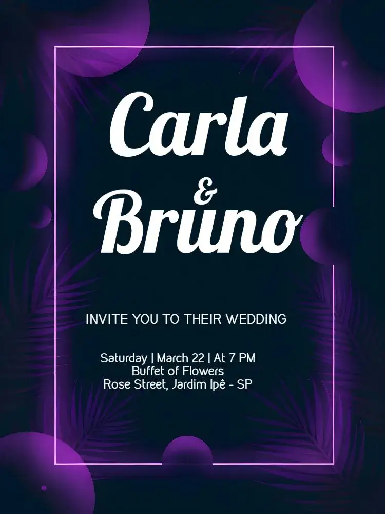 Invitation Neon Led Wedding – Wedding theme neon, modern, purple, lilac, elegant, vibrant