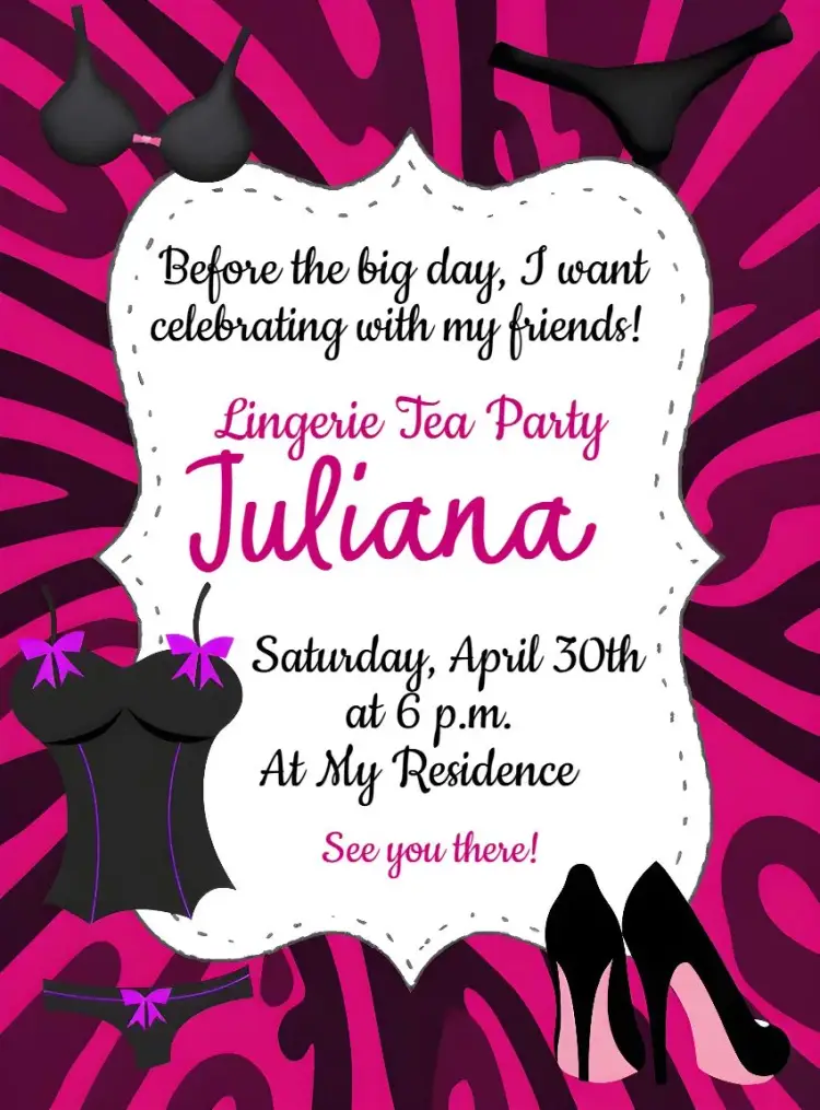 Pink Lingerie Tea invitation