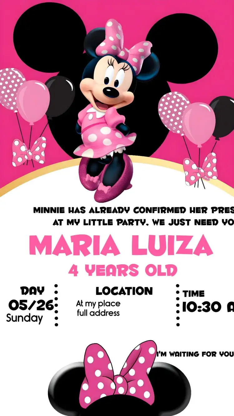 Minnie Mouse Pink Kids invitation