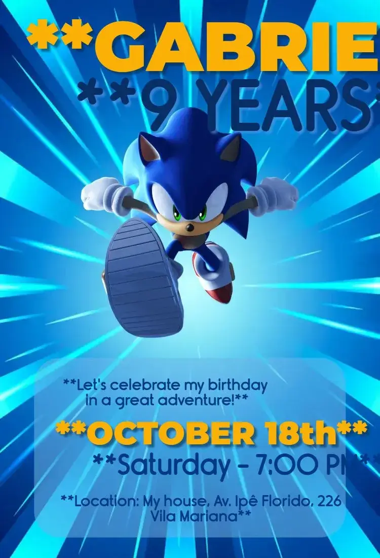 Sonic the Movie invitation