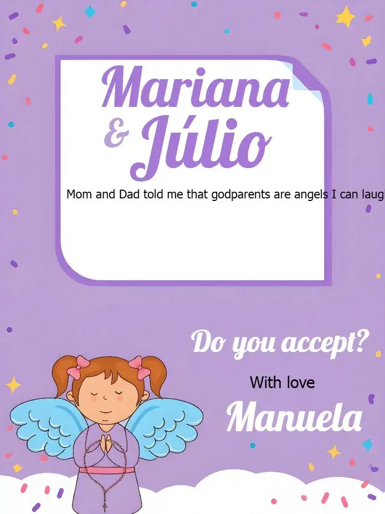 Invitation Godparents Baptism Religion – Baptism theme purple, lilac, angels, religious, delicate, childlike