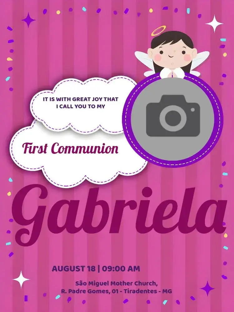 Invitation First Communion With Photo Church – First Communion theme pink, delicate, religious, modern, childlike, elegant