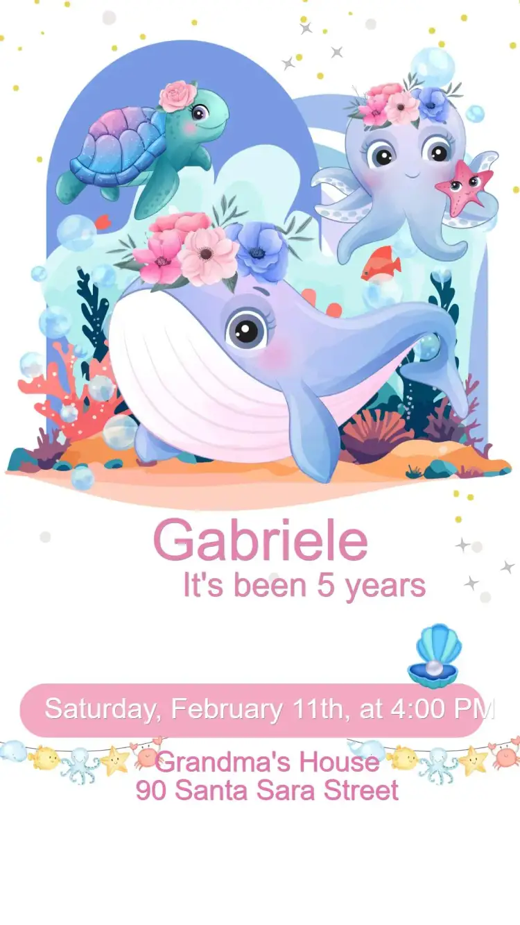 Invitation Under the Sea Birthday Invitation – Kids' Birthday Party theme vibrant colors, marine elements, fun style, cheerful illustrations, colorful design, ocean-inspired