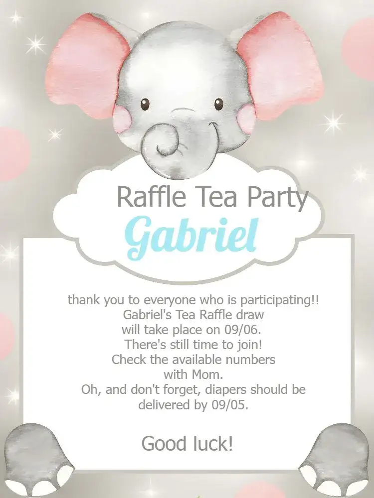 Reminder Elephant Baby Shower Raffle