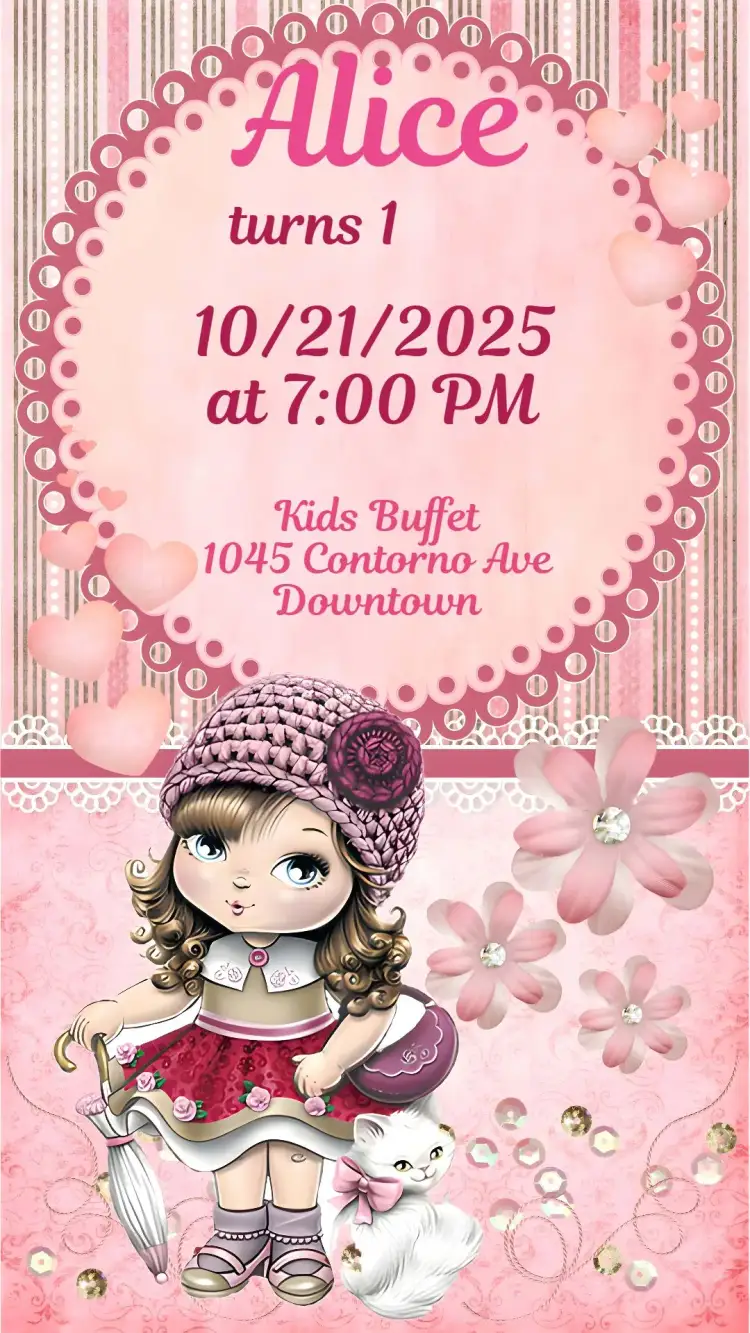 Invitation Jolie – Kids' Birthday Party theme colorful, fun, playful, modern, themed, childlike
