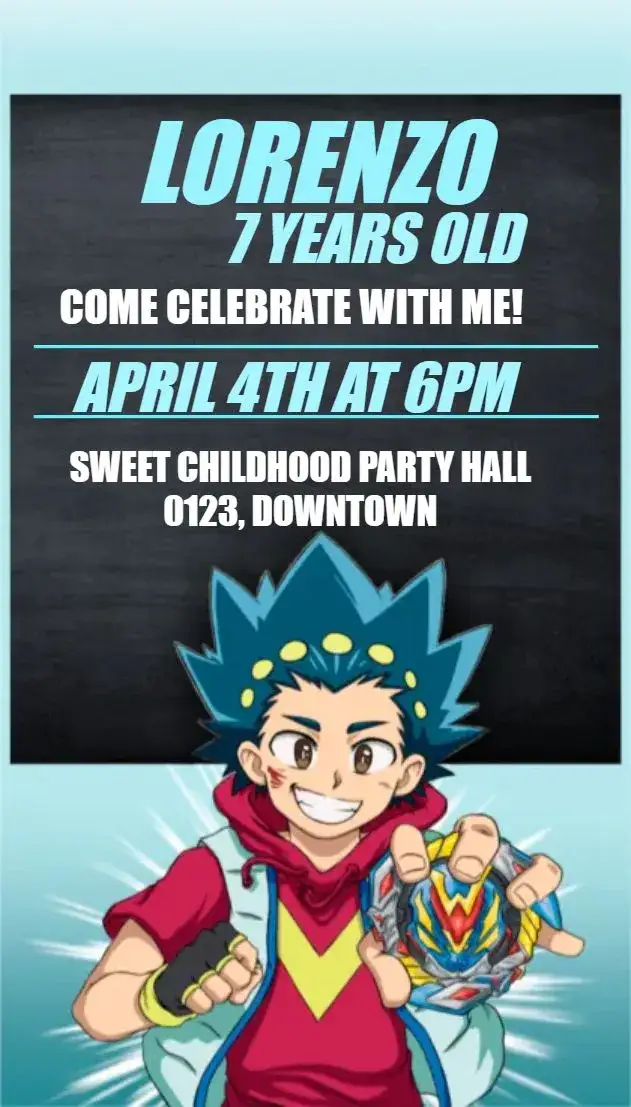 Invitation Bayblade Party – Kids' Birthday Party theme colorful, fun, themed, modern, youthful