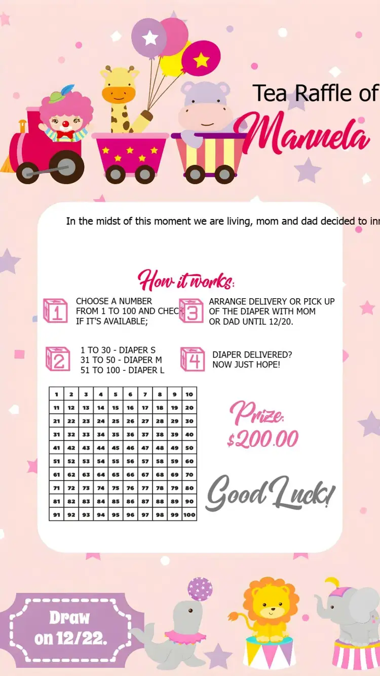 Baby Circus Raffle Tea invitation