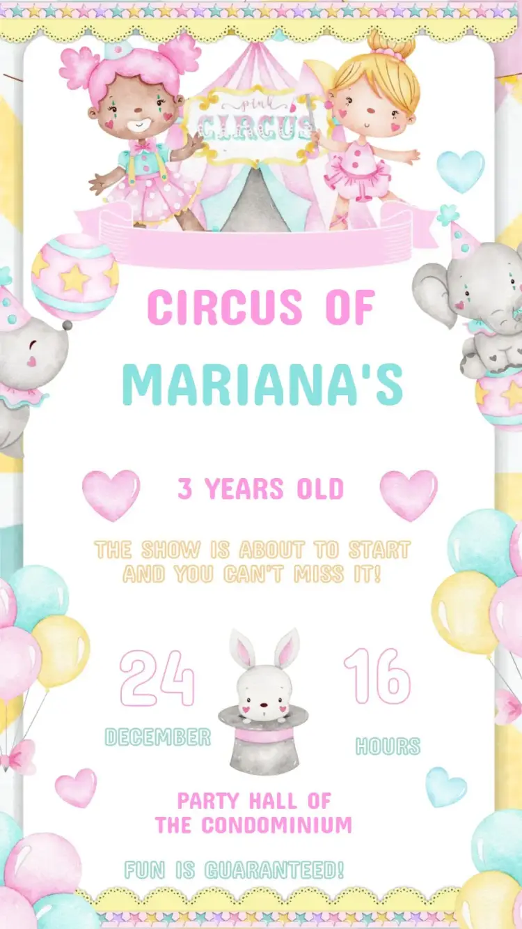 Children's Circus Birthday Invitation