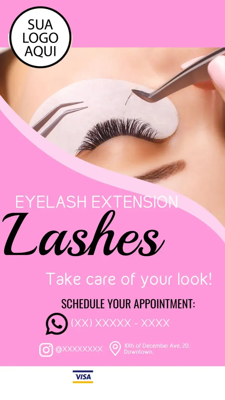 Invitation Digital Eyelash Extension Business Card – Most searched for theme pink, modern, minimalist, elegant, professional