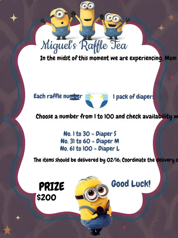 Invitation Minions Baby Shower Raffle – Raffle Tea theme colorful, fun, childish, themed, lively