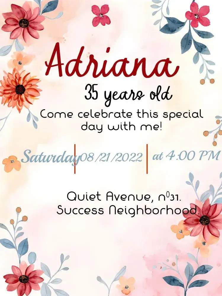 Invitation Wine Floral – Birthday theme floral, vintage, watercolor, elegant, modern, delicate