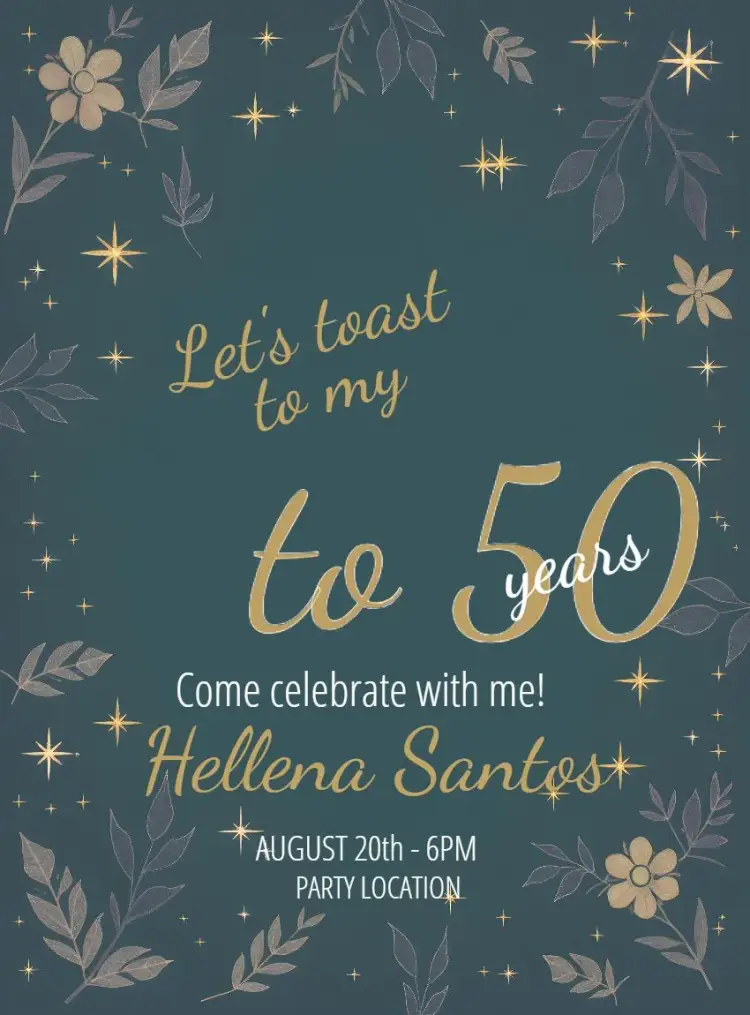 Invite Green And Gold - Stars Years editable and customizable