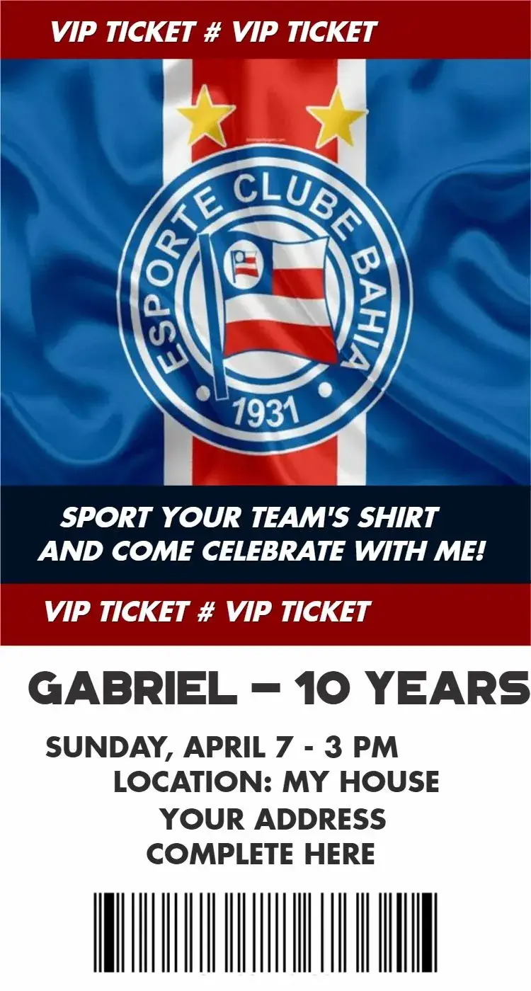 Invite Bahia ticket editable and customizable