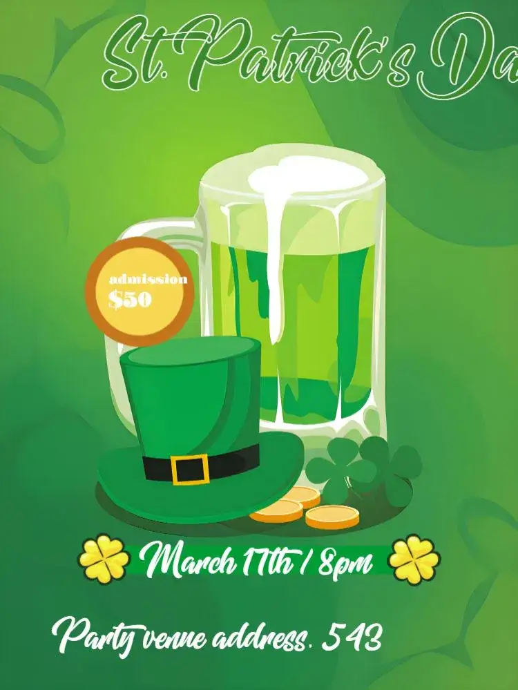 Invitation Saint Patrick's Day Celebration – Commemorative Dates theme vibrant green, Irish, festive, fun, modern, themed