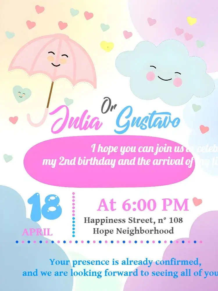 Rain of Love White Gender Reveal Party invitation