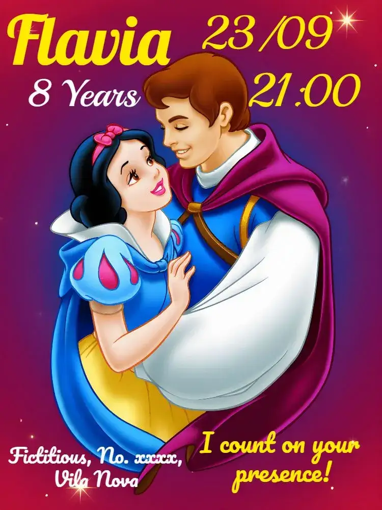 Invitation Snow White Black... – Bridal Shower theme fairy tales, vibrant colors, playful style, charming graphic elements, modern design, magical