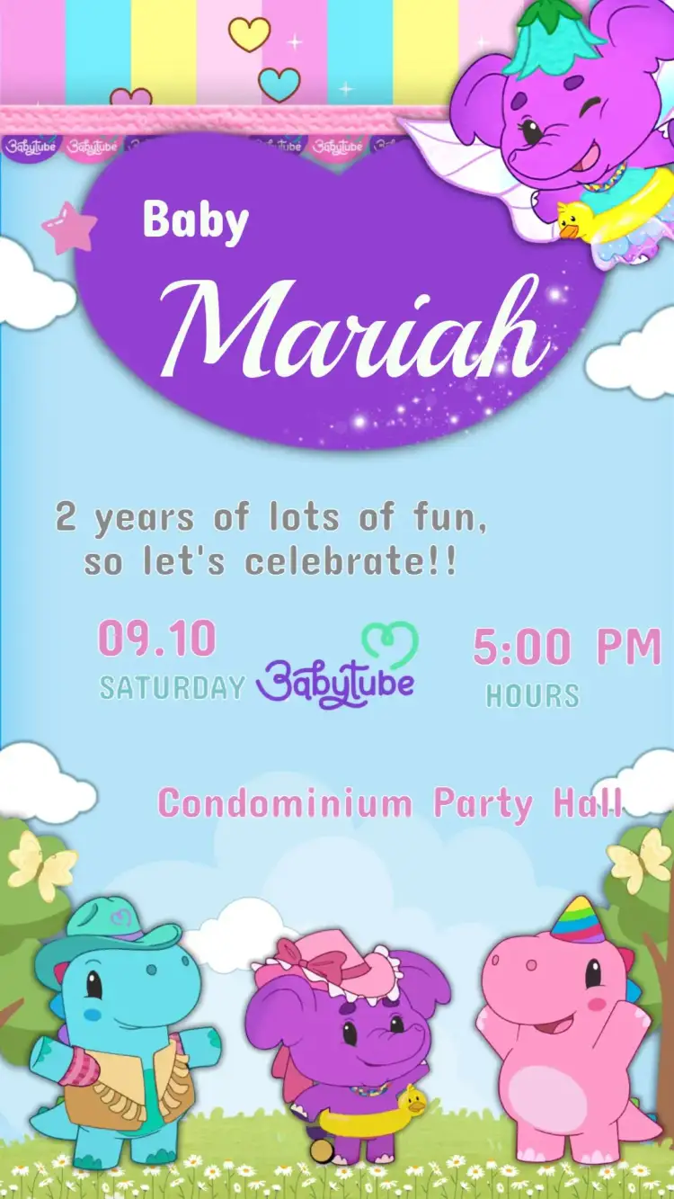 Invitation Babytube Kids Birthday Invitation – Kids' Birthday Party theme colorful, playful, cheerful, fun-filled, childlike