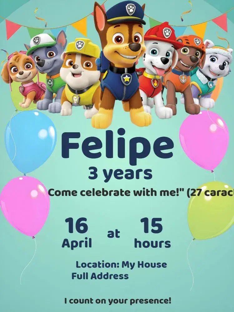 Green Paw Patrol invitation