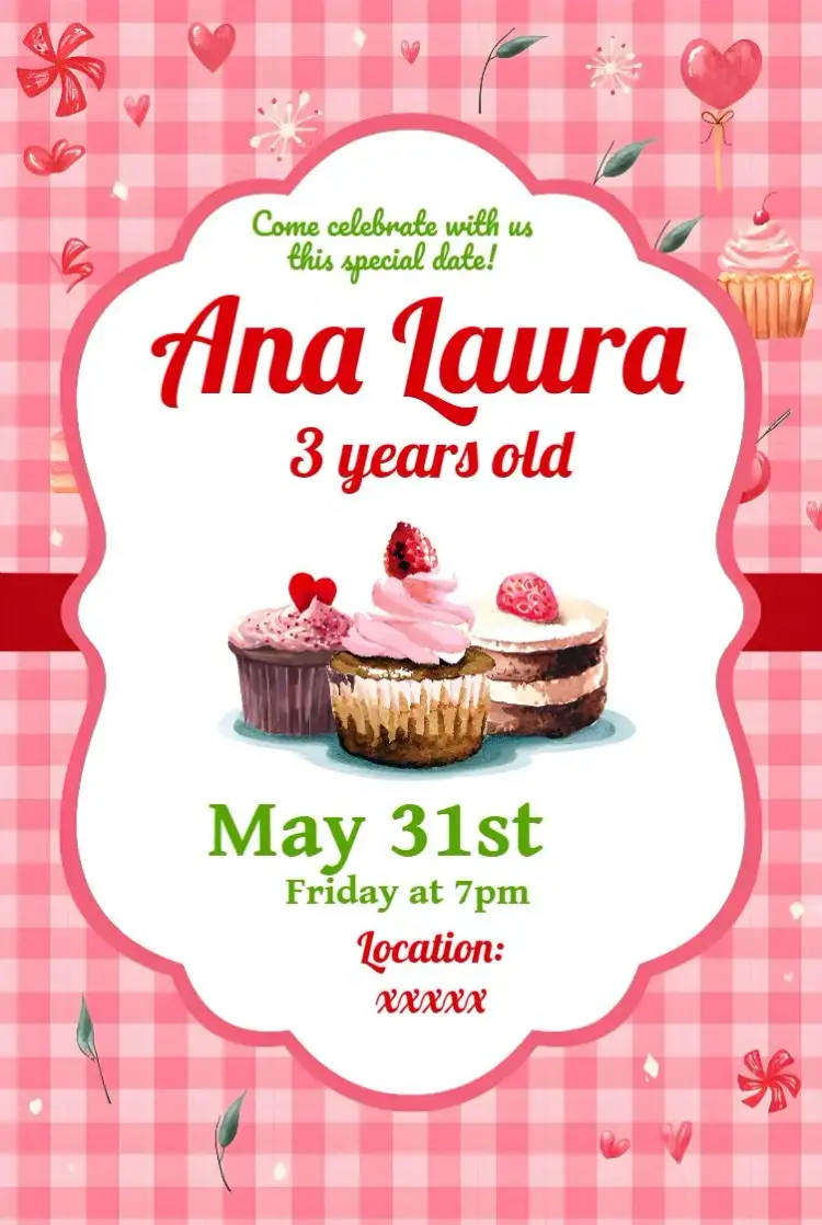 Sweet Cherry Cupcakes invitation