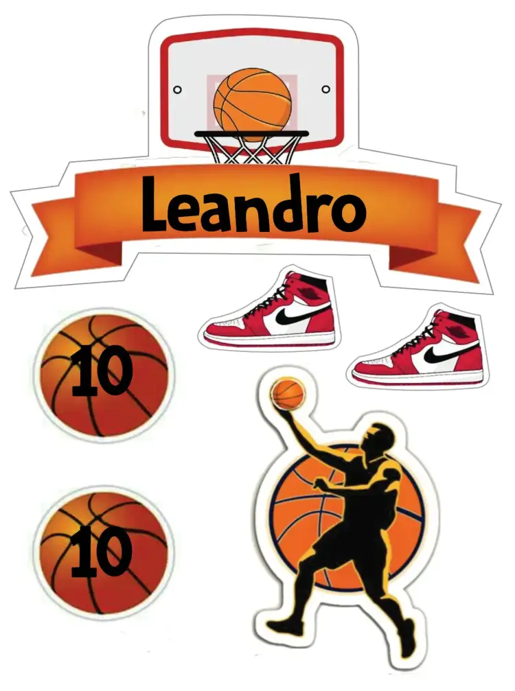 Invitation Basketball – Cake topper theme sporty, modern, colorful, dynamic, youthful, fun