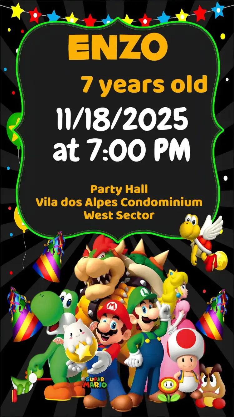 Super Mario Bros invitation
