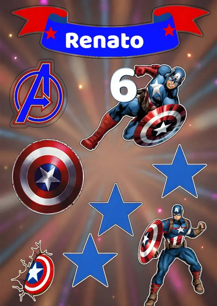 Captain America Red Cake Topper invitation