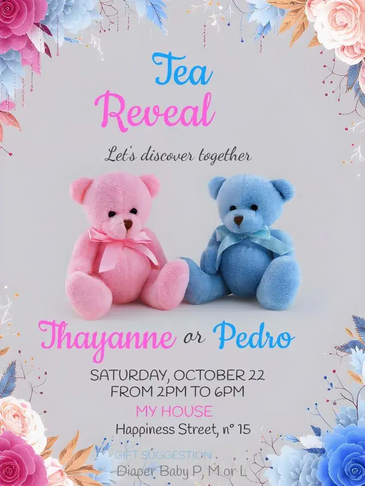 Teddy Bear Gender Reveal invitation