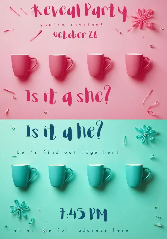Baby Gender Reveal Tea Party invitation