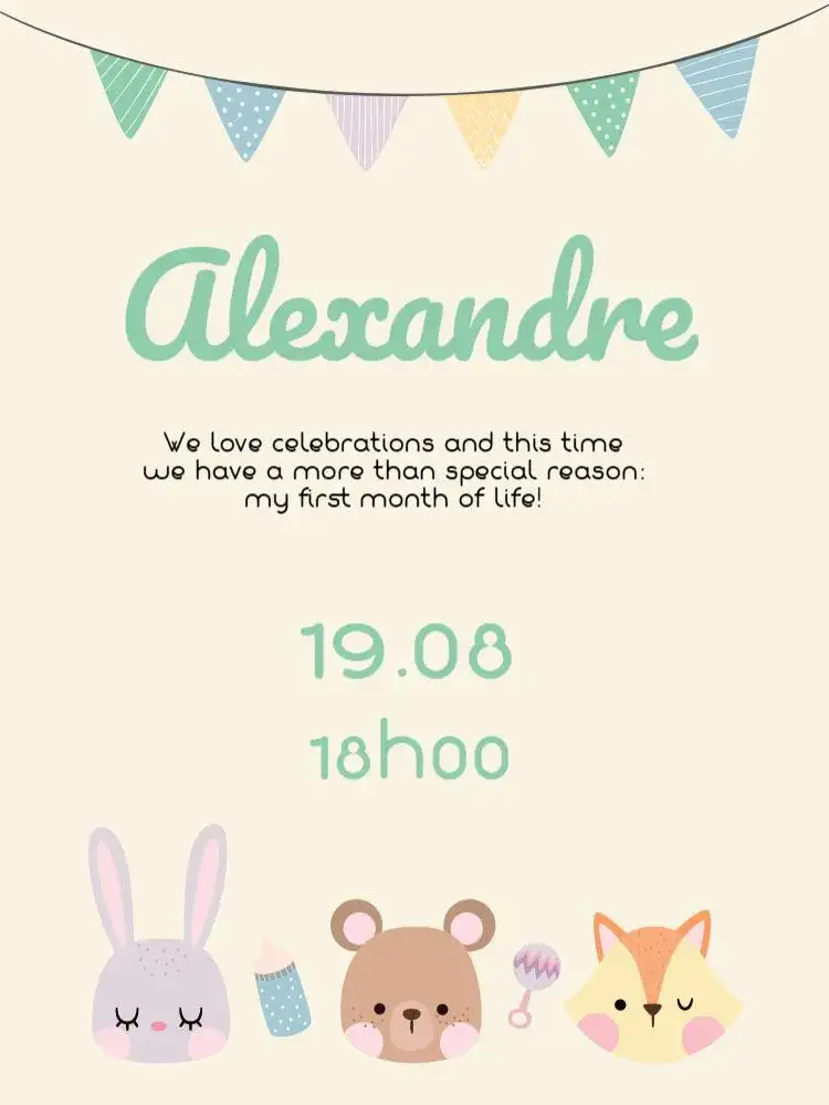 Invitation Baby Celebration – Diaper Shower theme colorful, cute, fun, delicate, childish, cheerful