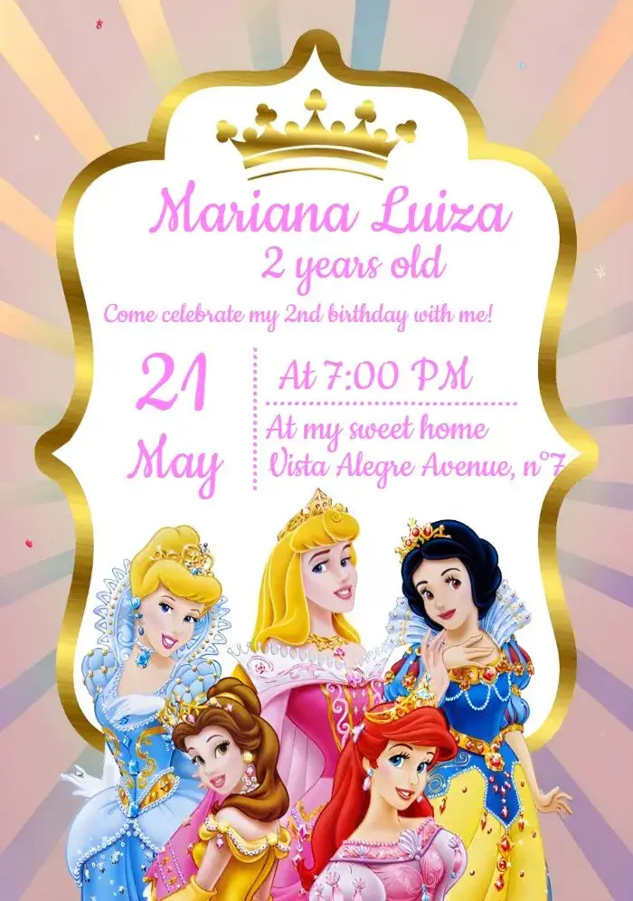 Disney Princesses Pink invitation