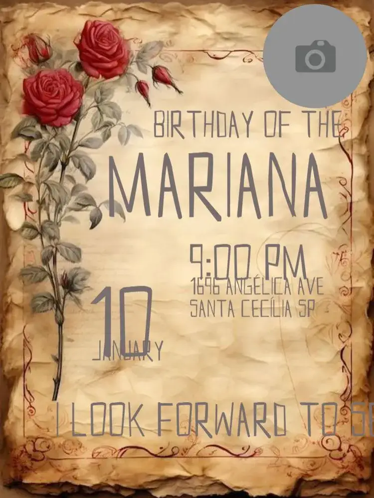 Invitation Vintage Roses Photo – Kids' Birthday Party theme vintage, floral, romantic, feminine, colorful