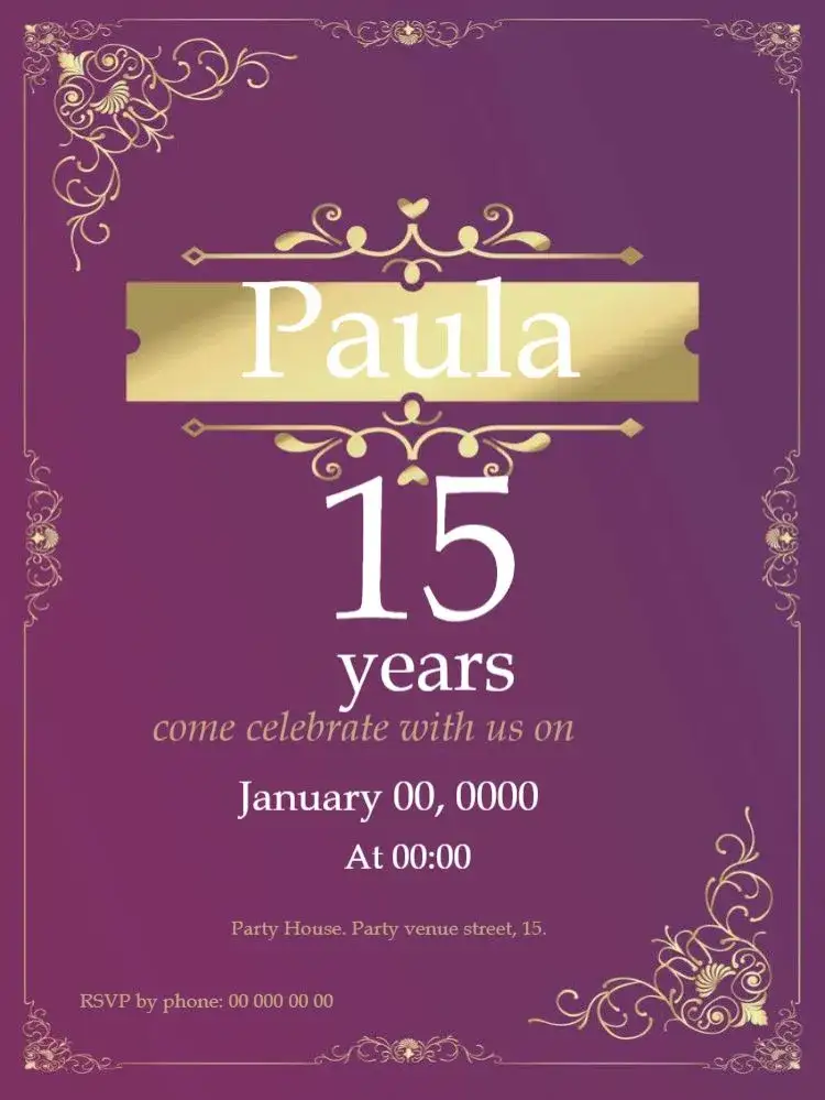 Invitation 15 Years With RSVP To Edit Celebration – Sweet 15 theme blue, elegant, delicate, modern, classic, celebration