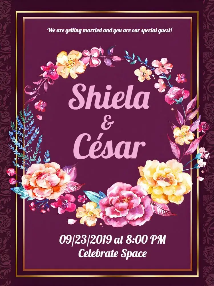 Floral Wedding - Lilac Purple invitation
