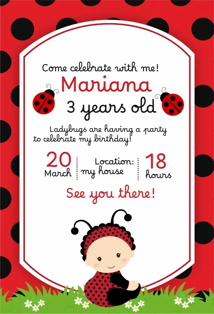Virtual Ladybug Baby Shower invitation