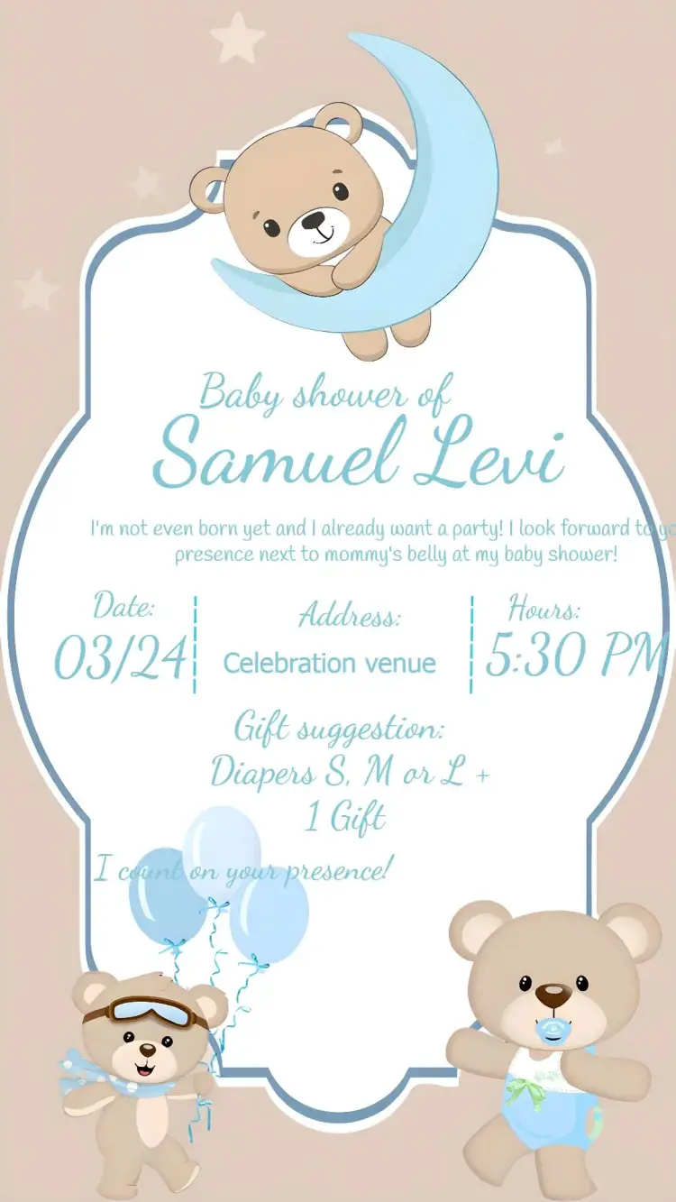 Teddy Bear Baby Shower invitation