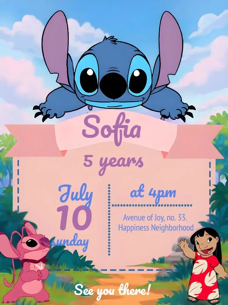 Stitch And Angel Movie invitation