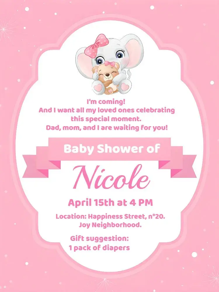 Elephant Baby Shower invitation