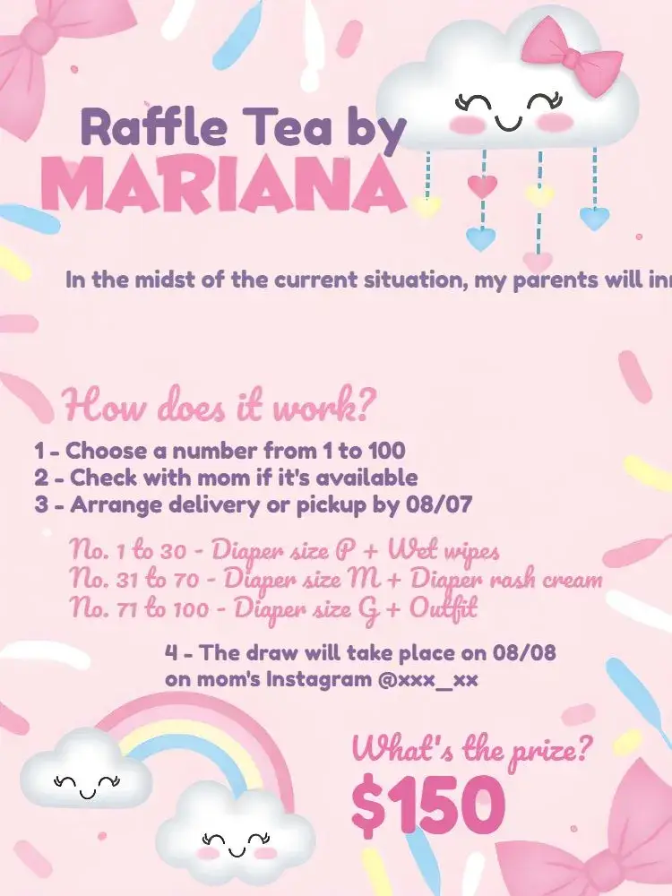 Baby Shower Blessings Raffle Tea invitation