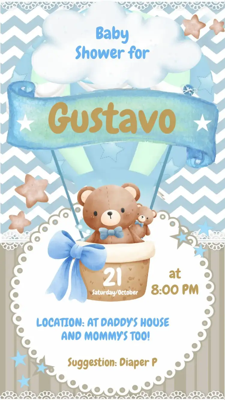 White Balloon Bear Baby Shower