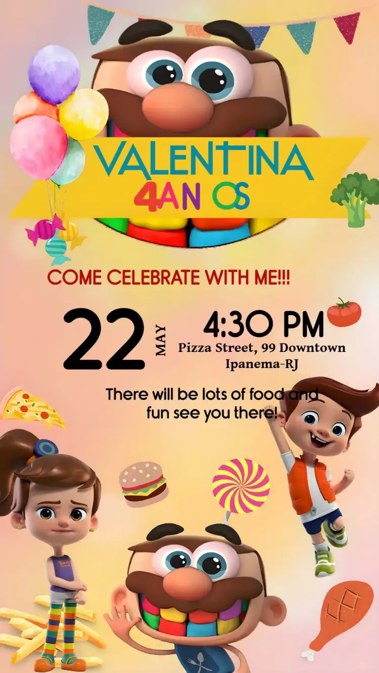 Invitation José Comilão Children's – Most searched for theme colorful, fun, playful, themed, childlike