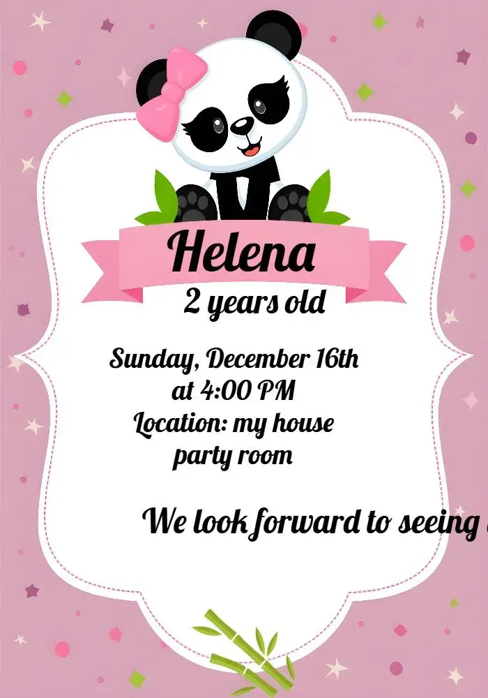 White Little Panda invitation