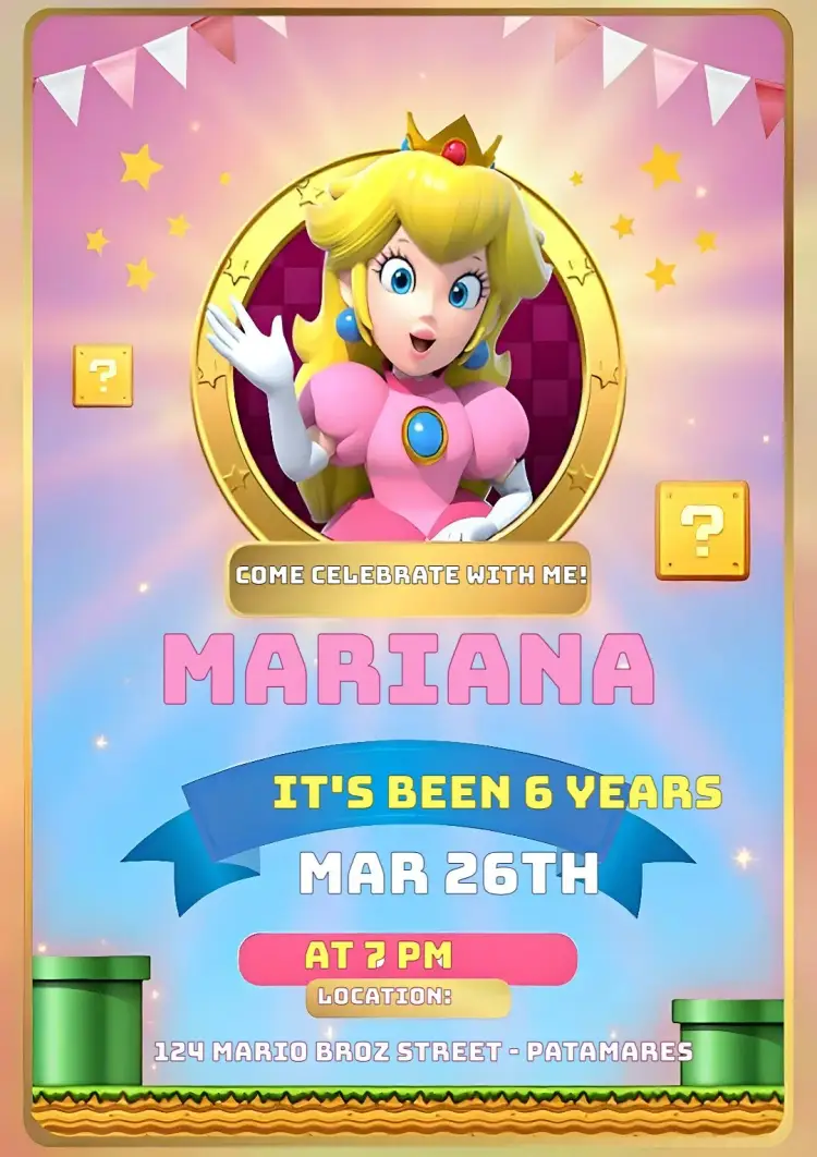 Peach Princess invitation